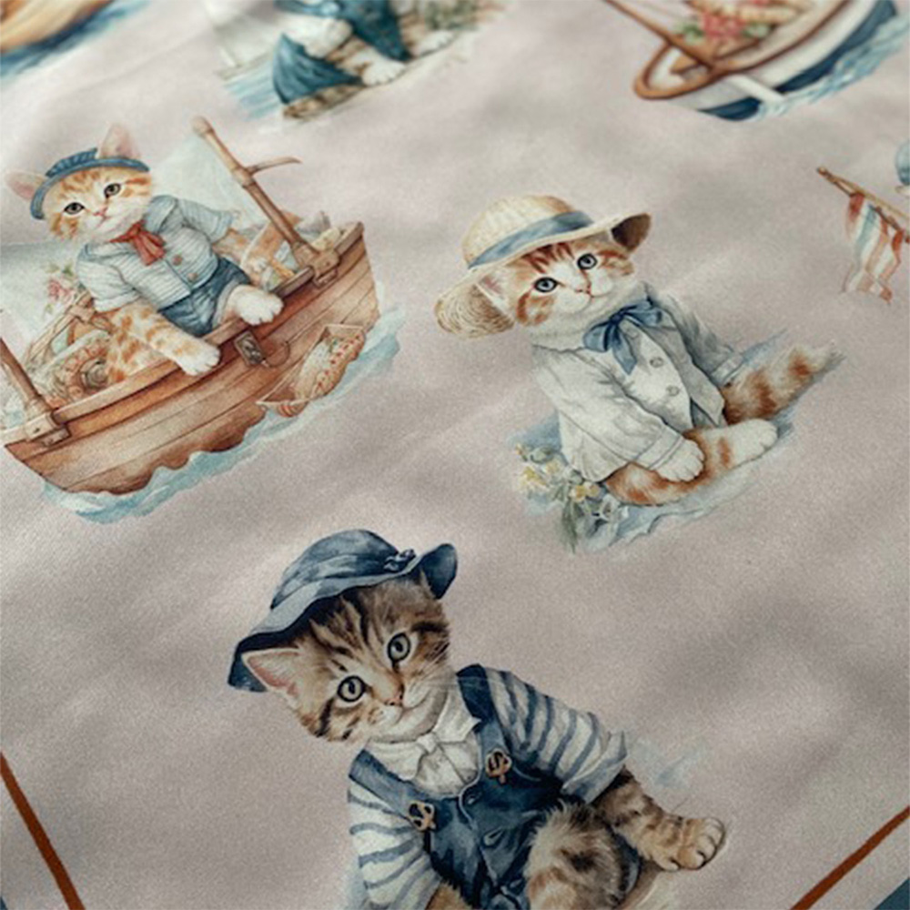 Batistă din mătase naturală – Nautical Cats