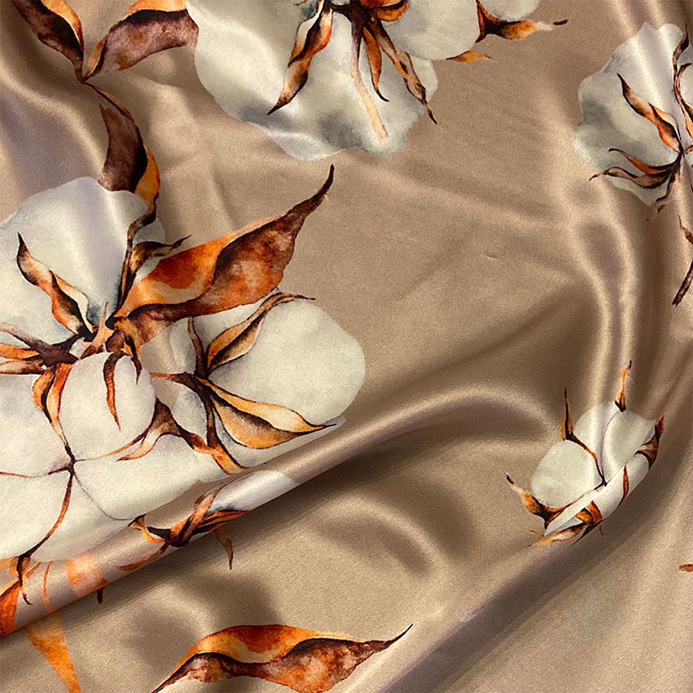 Eșarfă din mătase naturală Cotton Flowers