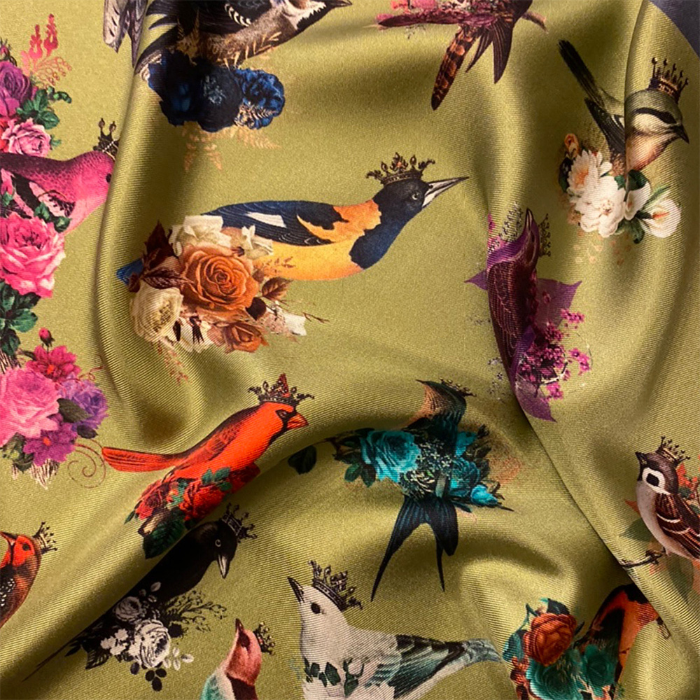 Eșarfă din mătase naturală Exotic Birds