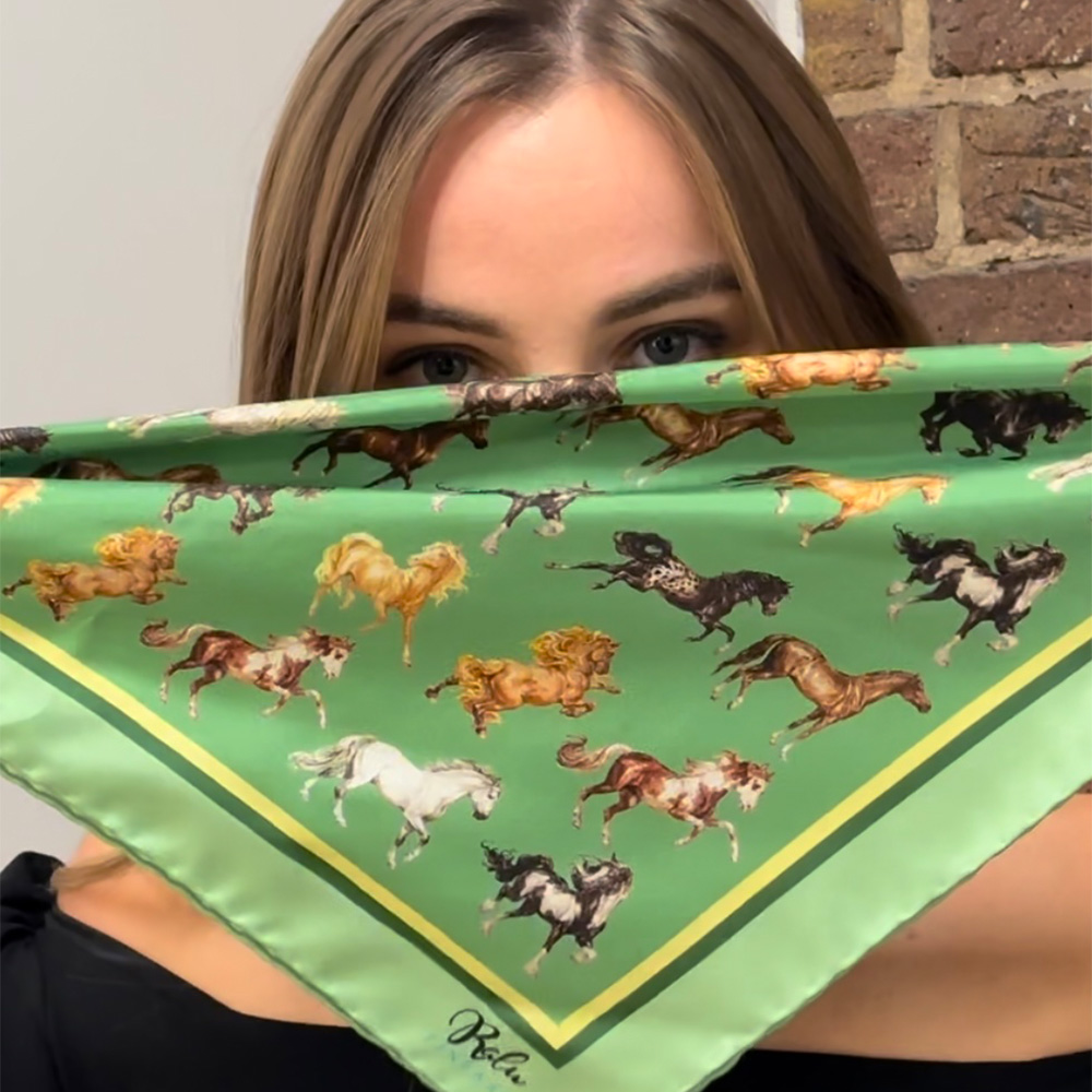 MAJESTIC HORSES GREEN NECKERCHIEF OM 3