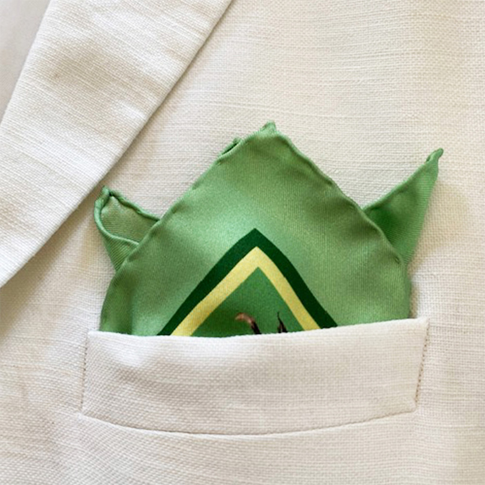MAJESTIC HORSES GREEN POCKET SQUARE OM 3
