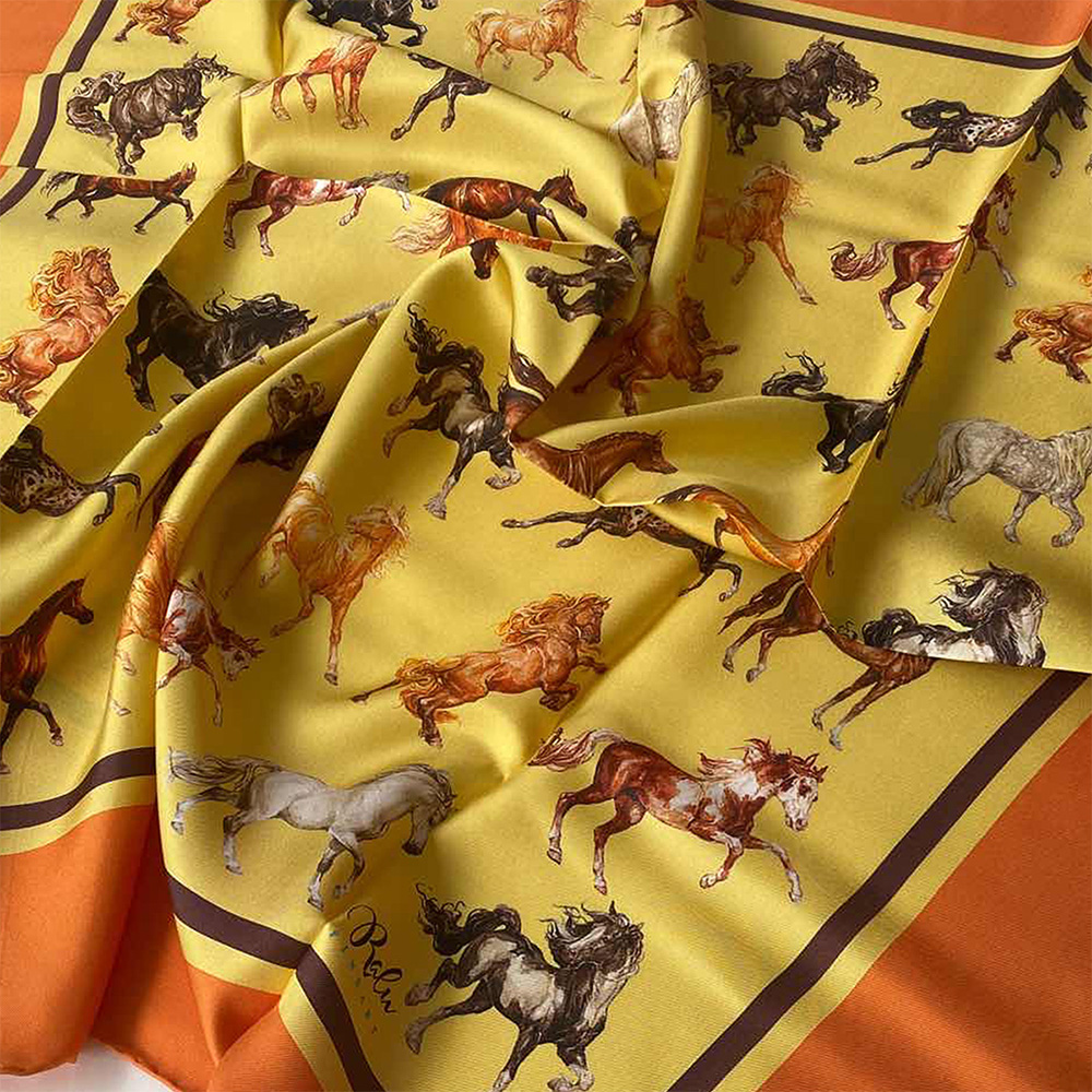 MAJESTIC HORSES ORANGE SCARF OM 1