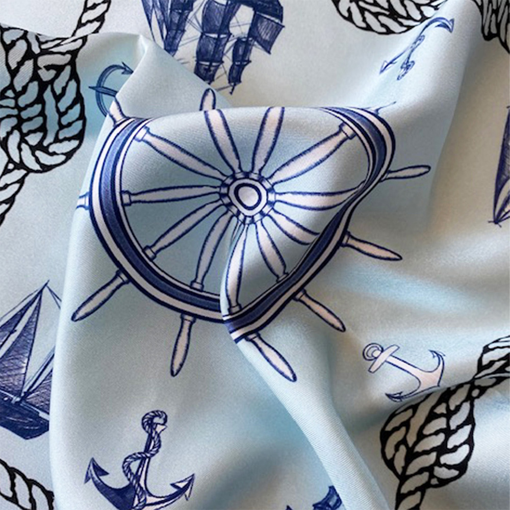 Eșarfă din mătase naturală – Nautical Chic