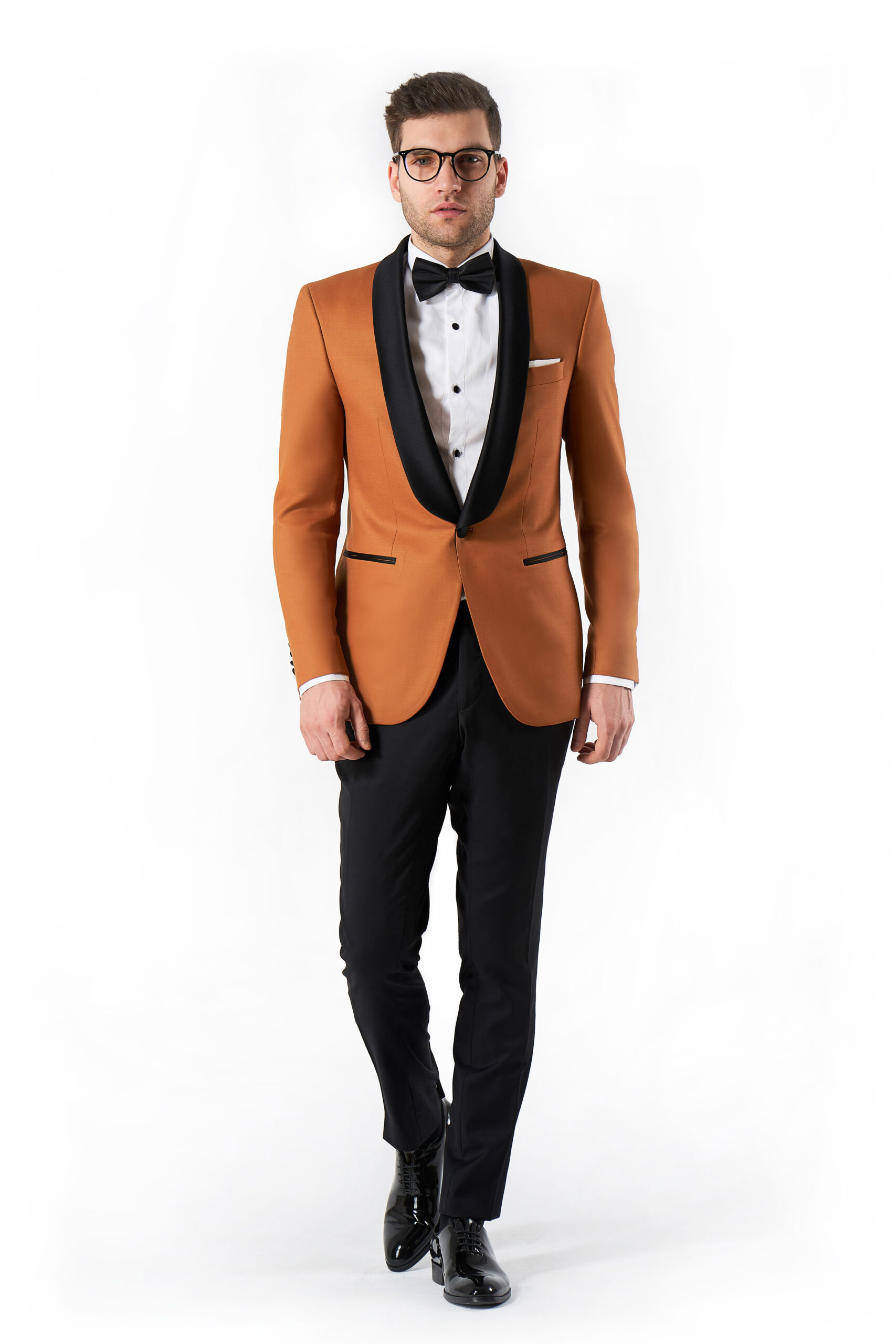 Costum ceremonie smoking portocaliu caramel “The Cognac Affair”