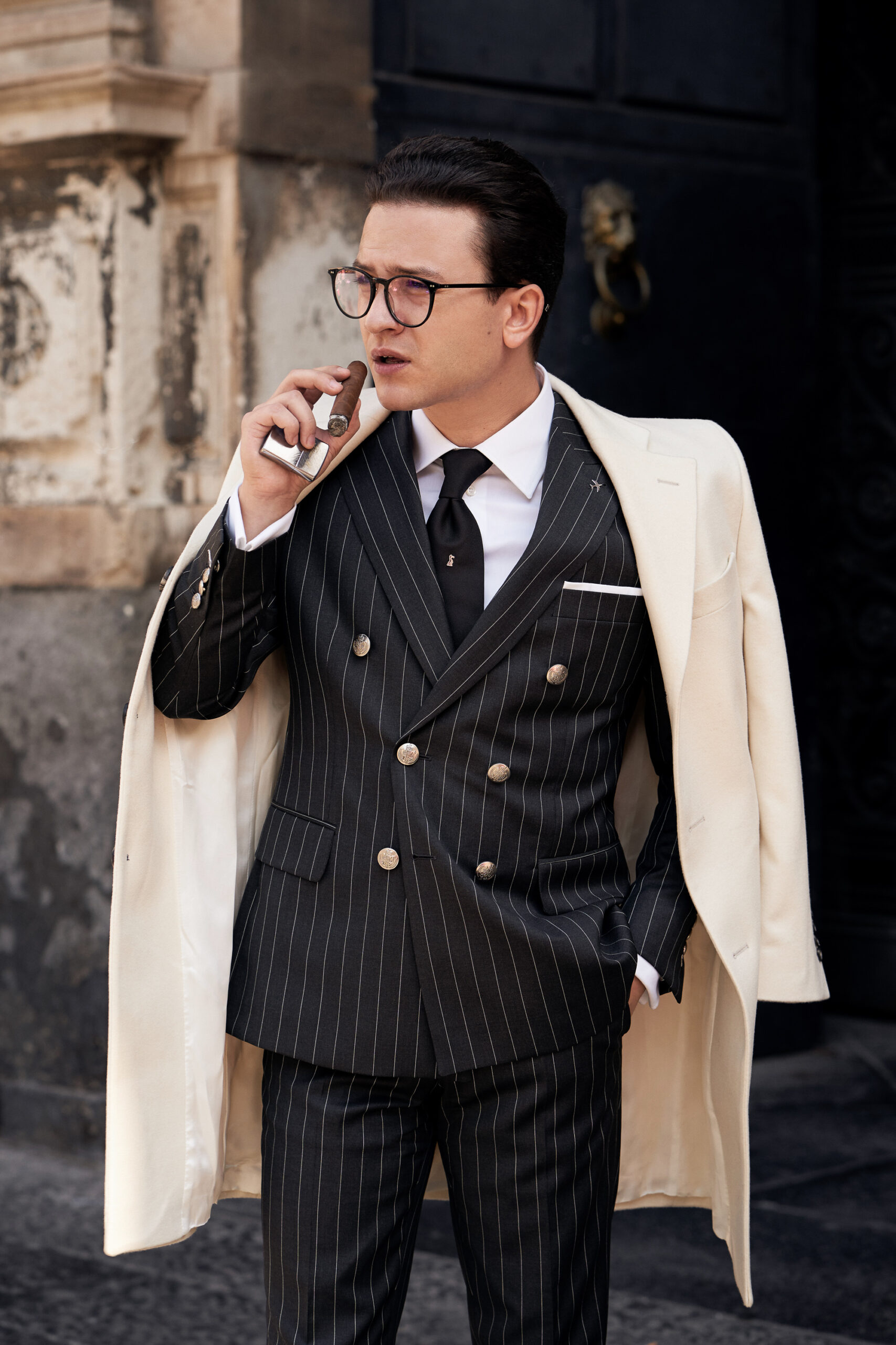 Costum dublu rând de nasturi în dungi "Palermo Authority"