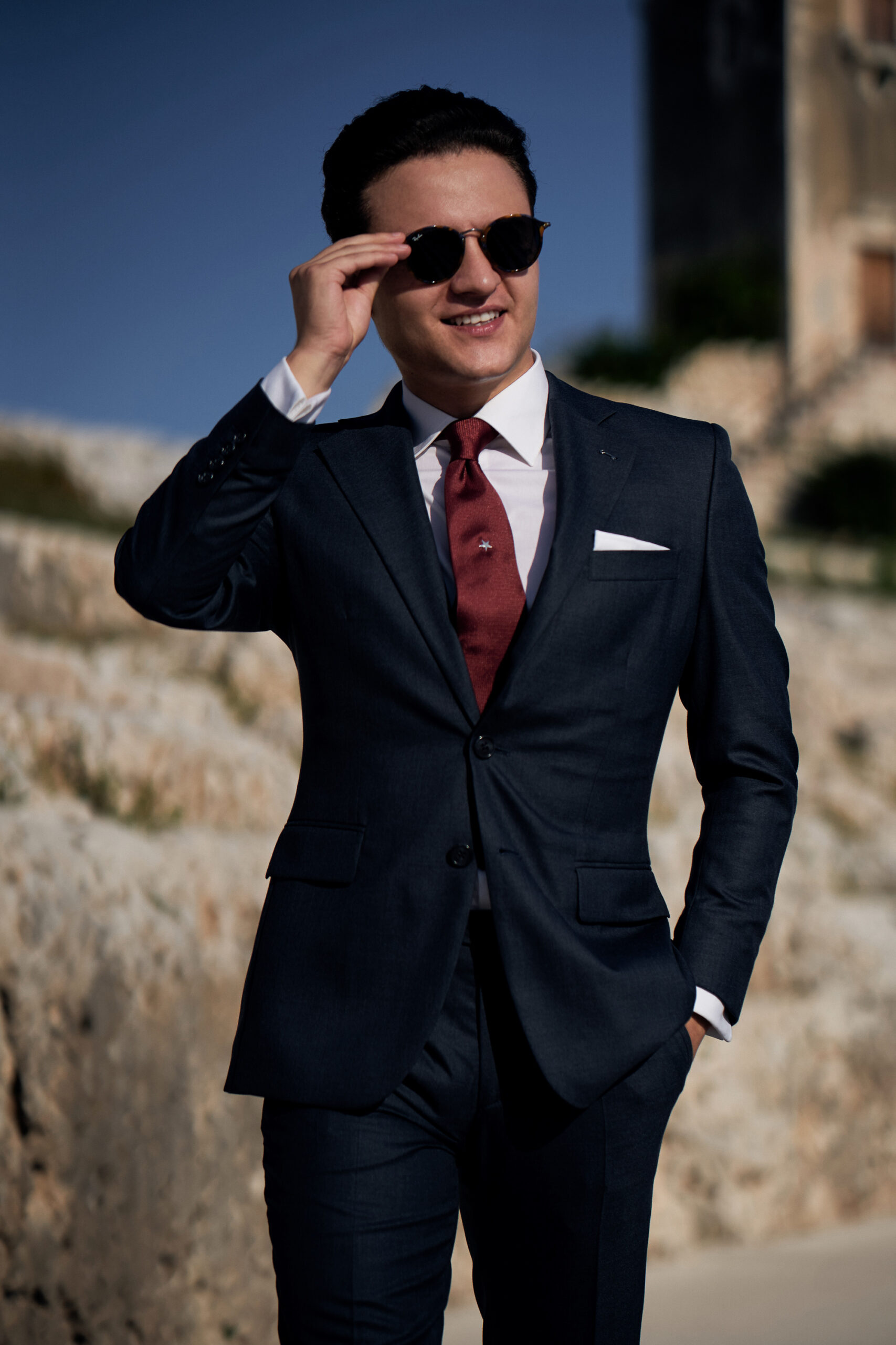 Costum bleumarin slim fit "Amalfi Bold"