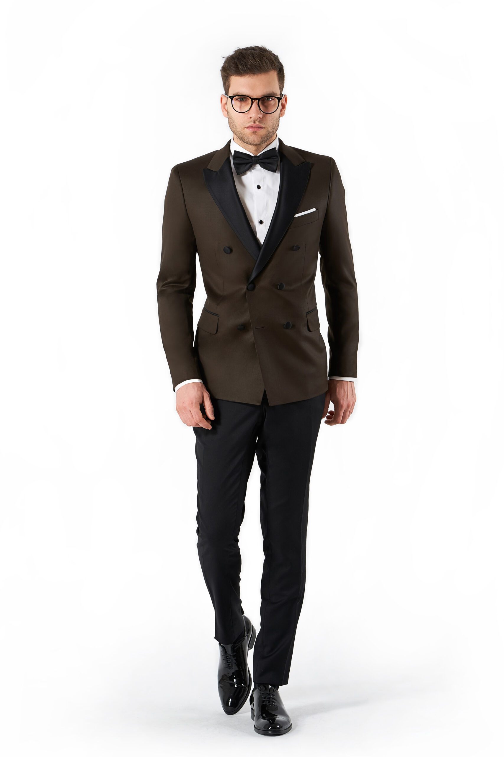Costum de ceremonie maro închis cu sacou double-breasted "The Espresso Evening"