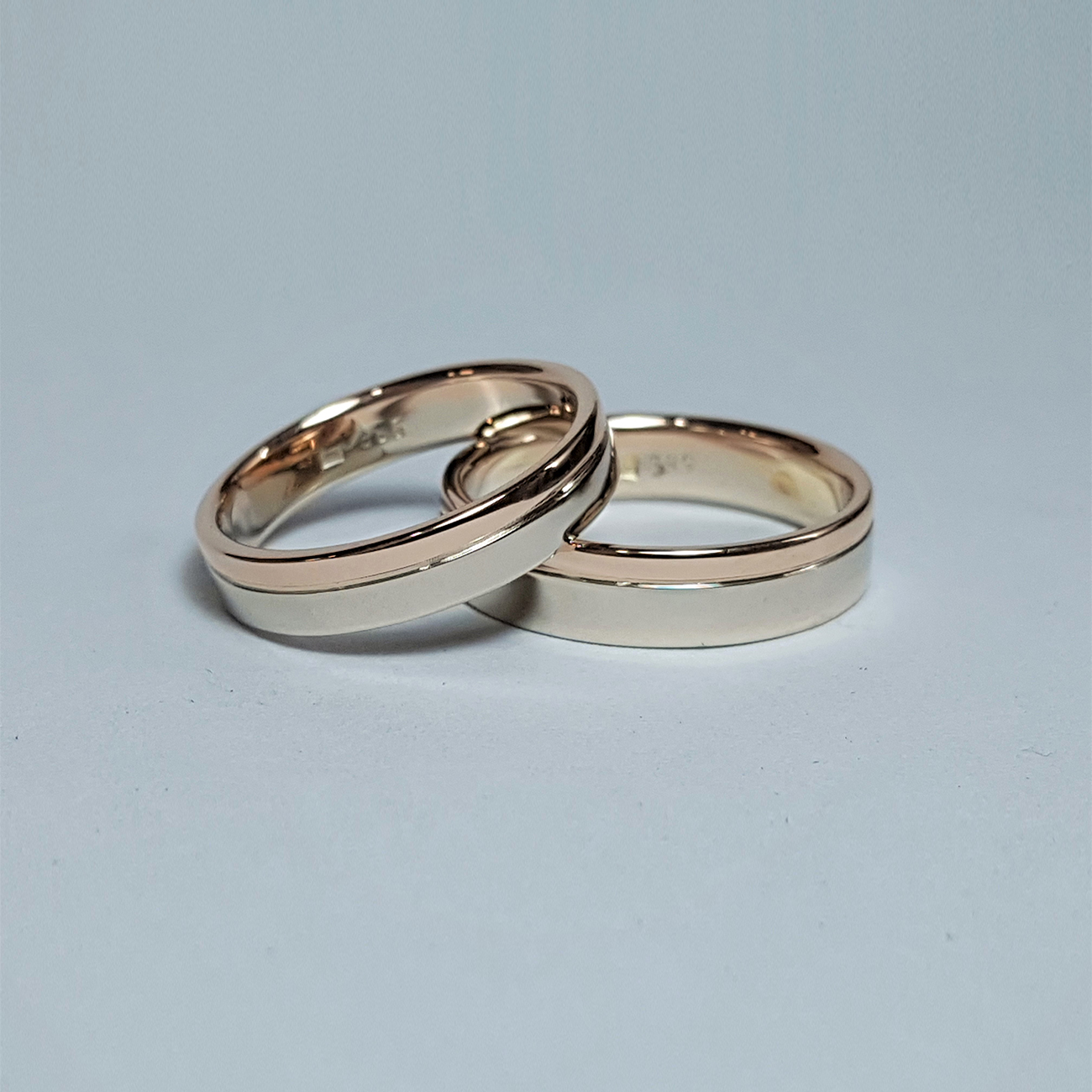 Verighete din aur roz si aur alb